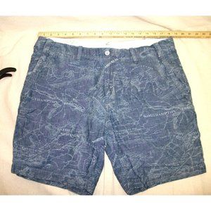 Polo by Ralph Lauren 100% cotton flat front shorts Sea map print denim blue